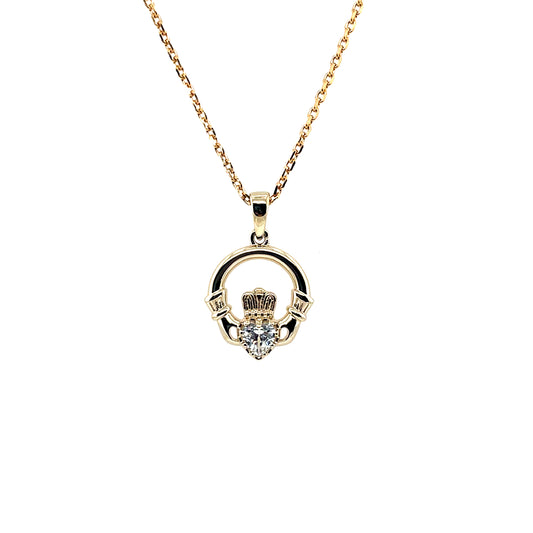 Claddagh Zirconia Pendant 18k Gold Plated GFCP008CZ