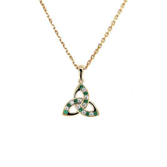 18ct Gold-plated Green CZ Trinity Pendant GFCP026