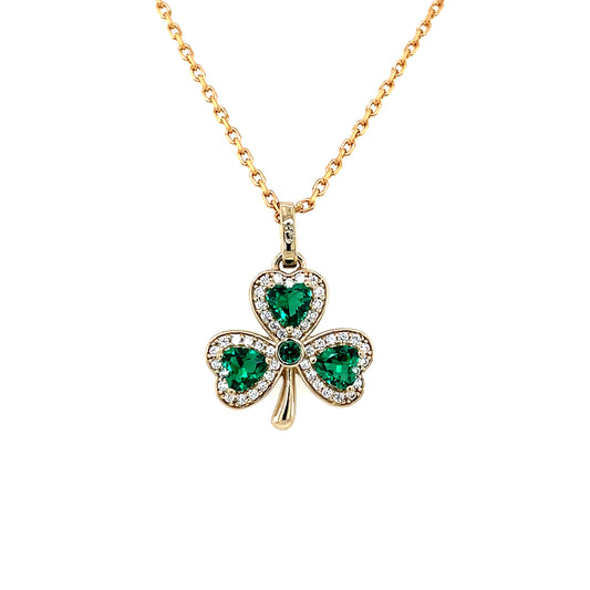 18ct Gold-plated Green CZ Shamrock Pendant GFCP162