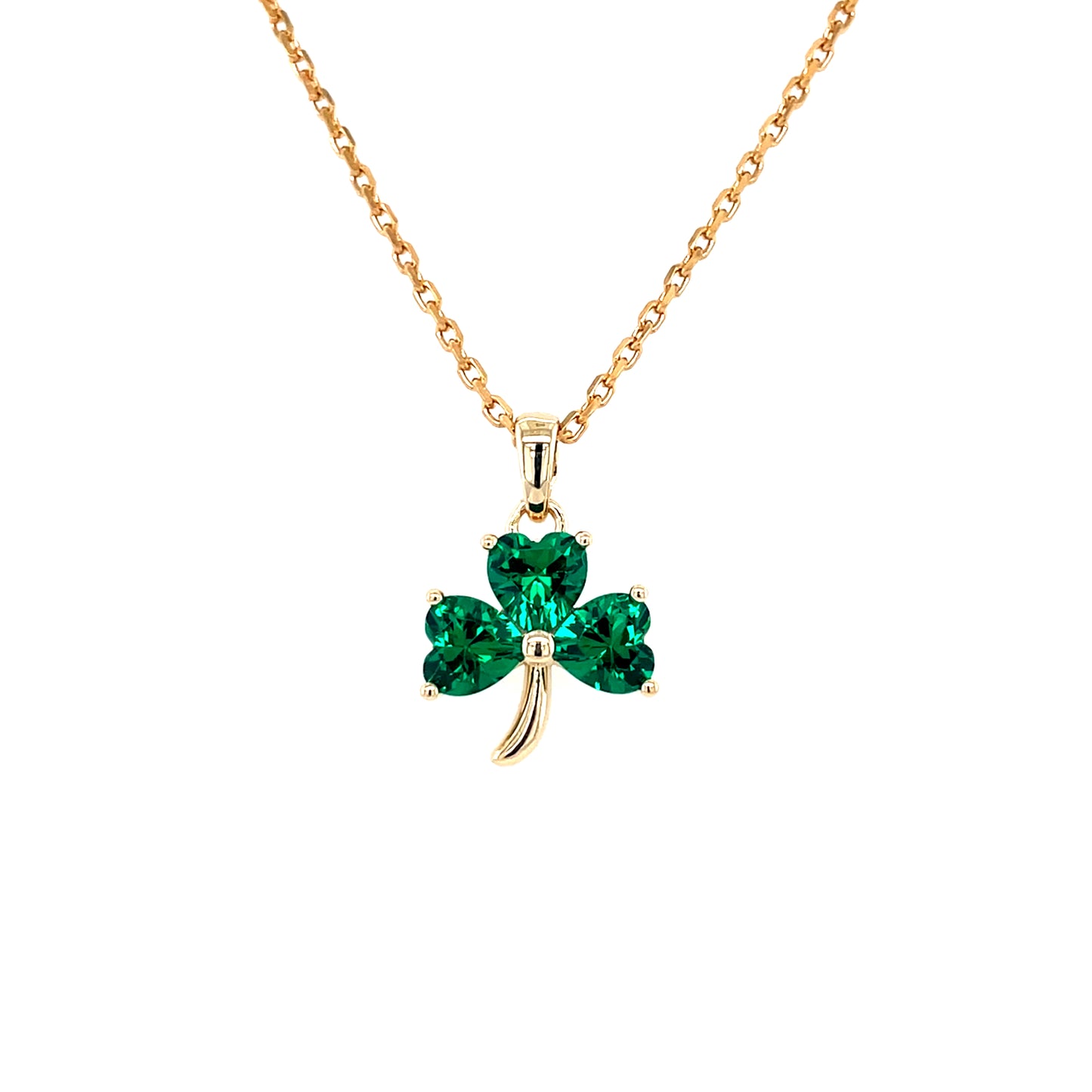 18ct Gold-plated Green CZ Shamrock Pendant GFCP170