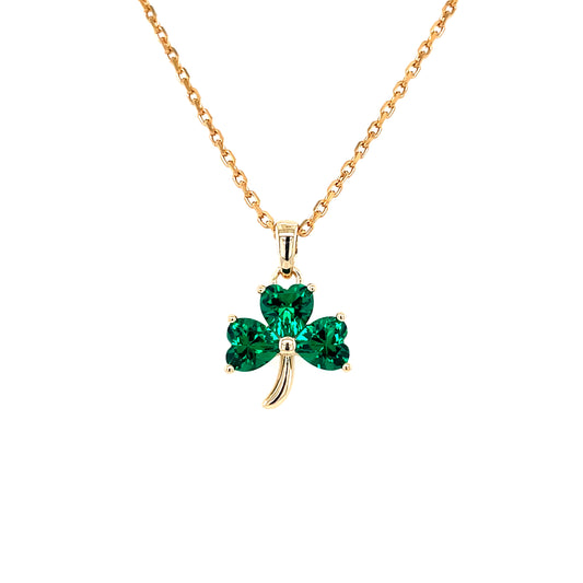 18ct Gold-plated Green CZ Shamrock Pendant GFCP170
