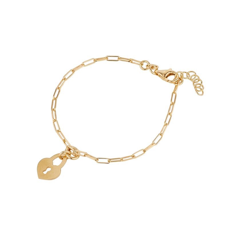 Sterling Silver Gold-plated Heart Lock Link Bracelet GG8015