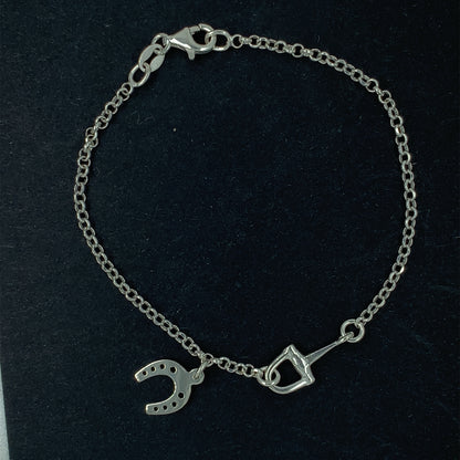 Sterling Silver Horseshoe Charm Bracelet GL1077