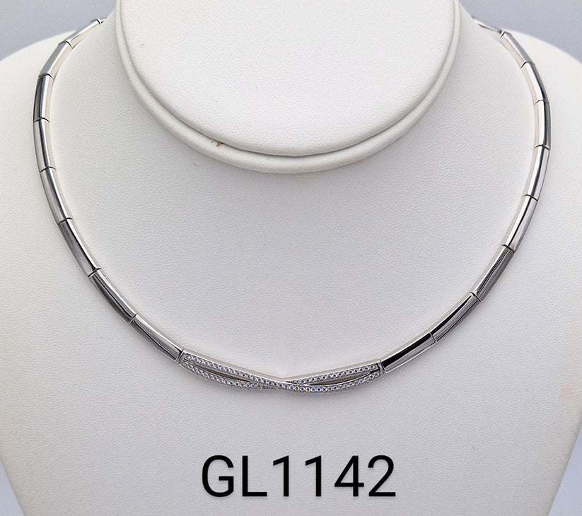 Sterling Silver CZ Collarette Necklace GL1142