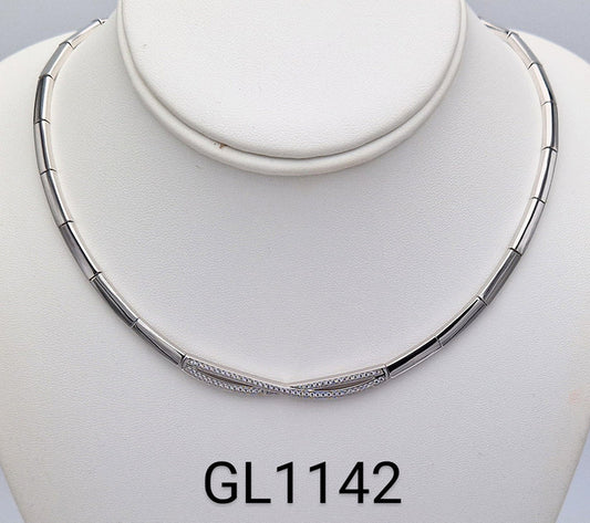 Sterling Silver CZ Collarette Necklace GL1142