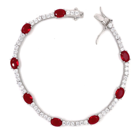 Sterling Silver Ruby CZ Tennis Bracelet GL1170R