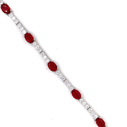 Sterling Silver Ruby CZ Tennis Bracelet GL1170R