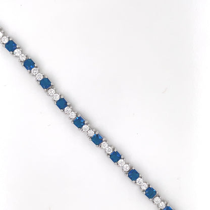 Sterling Silver Sapphire CZ Tennis Line Bracelet GL1172BL