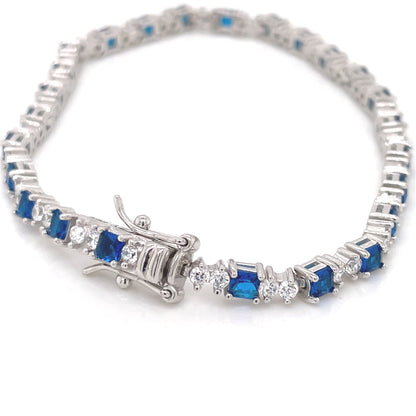 Sterling Silver Sapphire CZ Tennis Line Bracelet GL1172BL