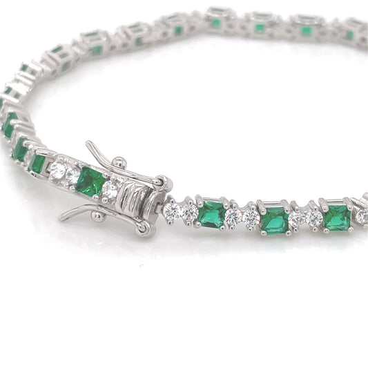 Sterling Silver Emerald CZ Tennis Bracelet GL1172GR