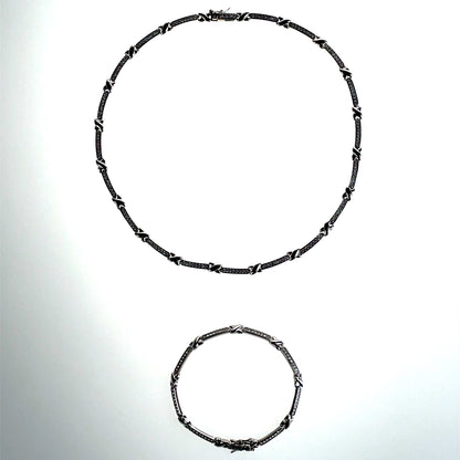 Sterling Silver CZ Collar Necklace & Bracelet Set GL1301