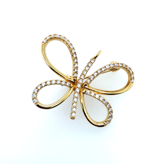 Sterling Silver Gold-plated CZ Butterfly Brooch GL1411