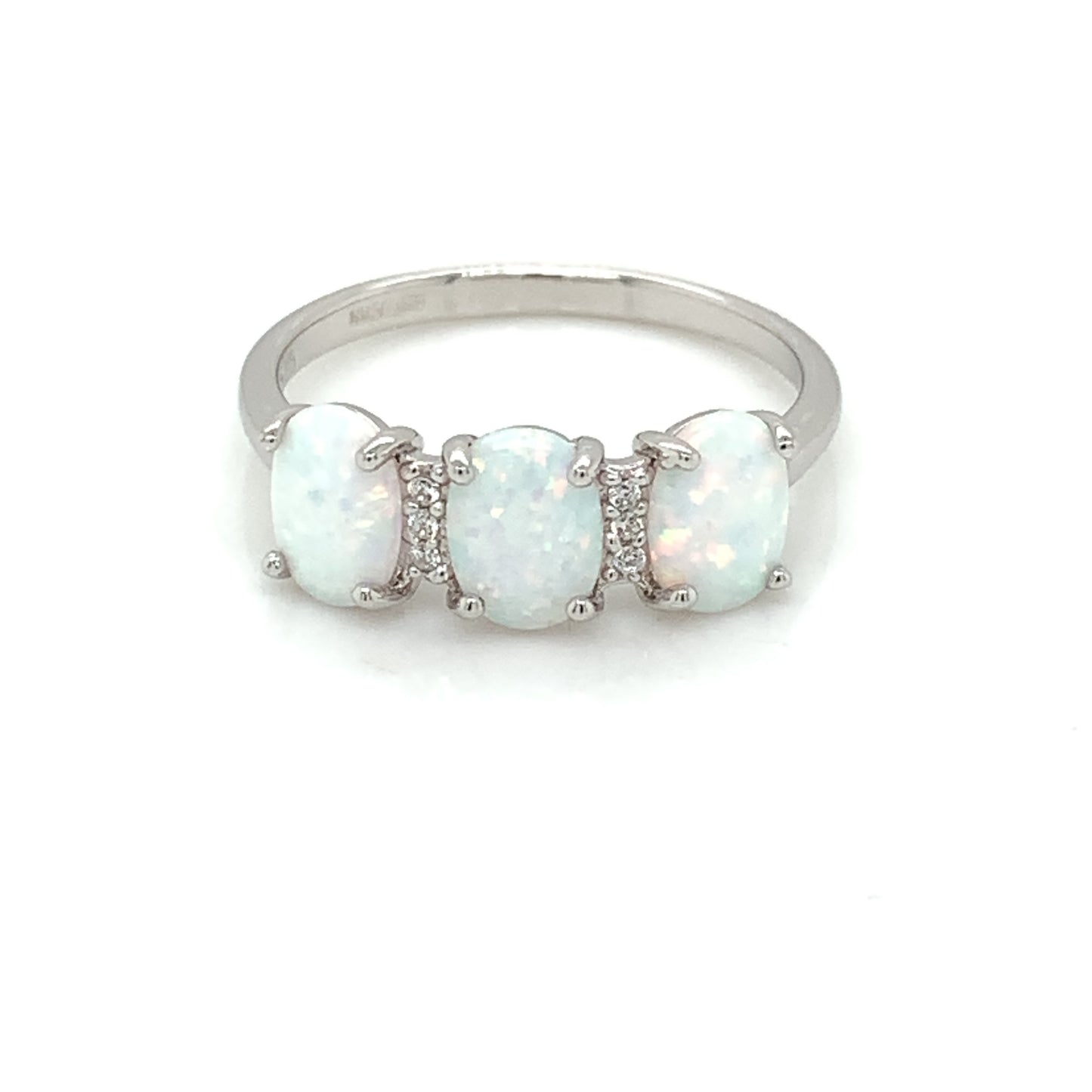 Sterling Silver Triple Opal CZ Ring GL1544