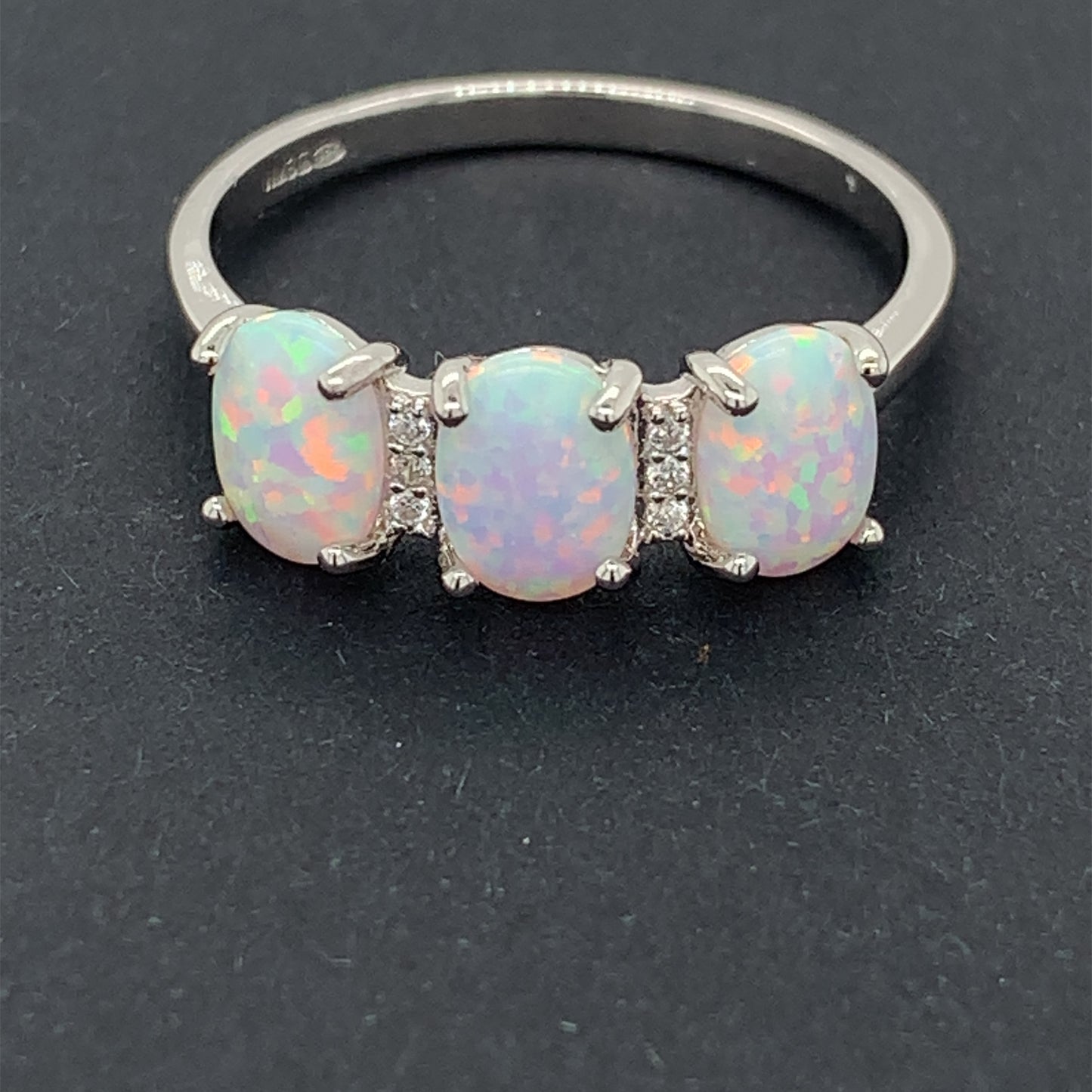 Sterling Silver Triple Opal CZ Ring GL1544