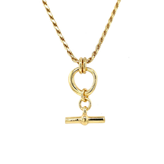 Silver Gold-plated T-Bar Fine Rope Chain GL1585