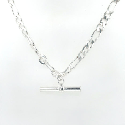 Silver Figaro T-Bar Necklet GL1590