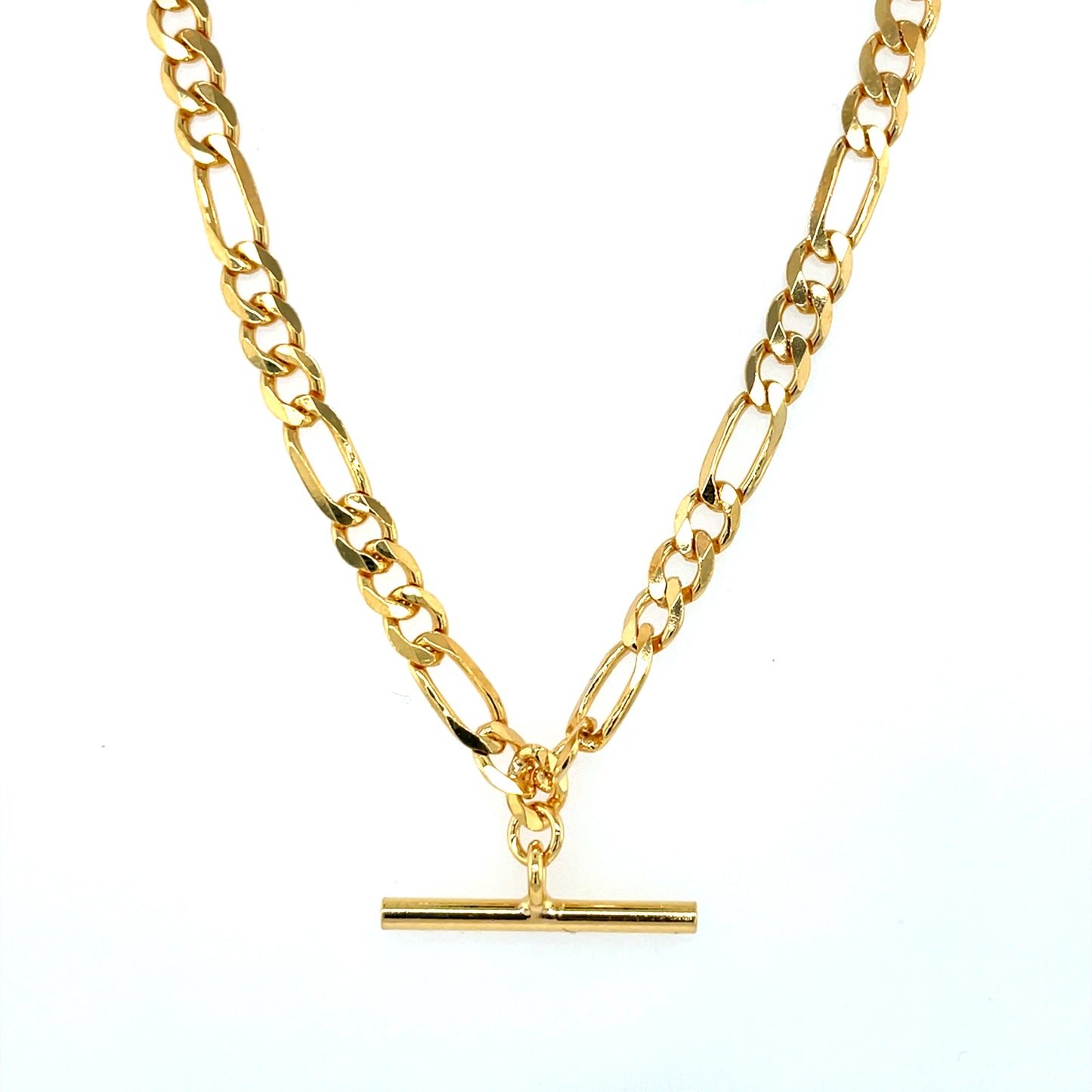Silver Gold-plated T-Bar Figaro Chain GL1595