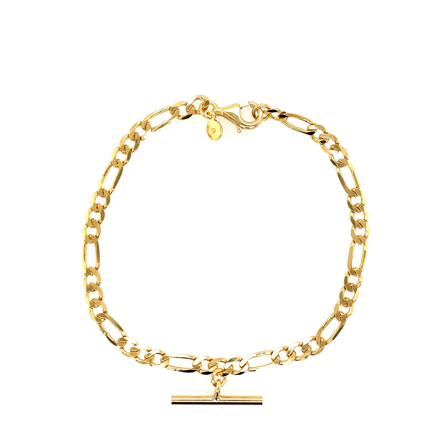 Silver Gold-plated T-Bar Figaro Bracelet GL1596