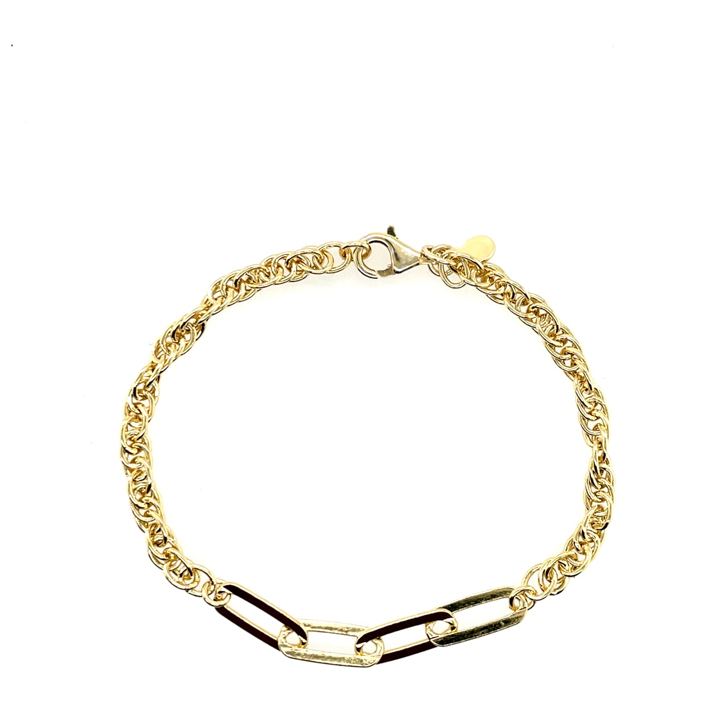 Silver Gold-plated Rope & Paperlink Bracelet GL1599