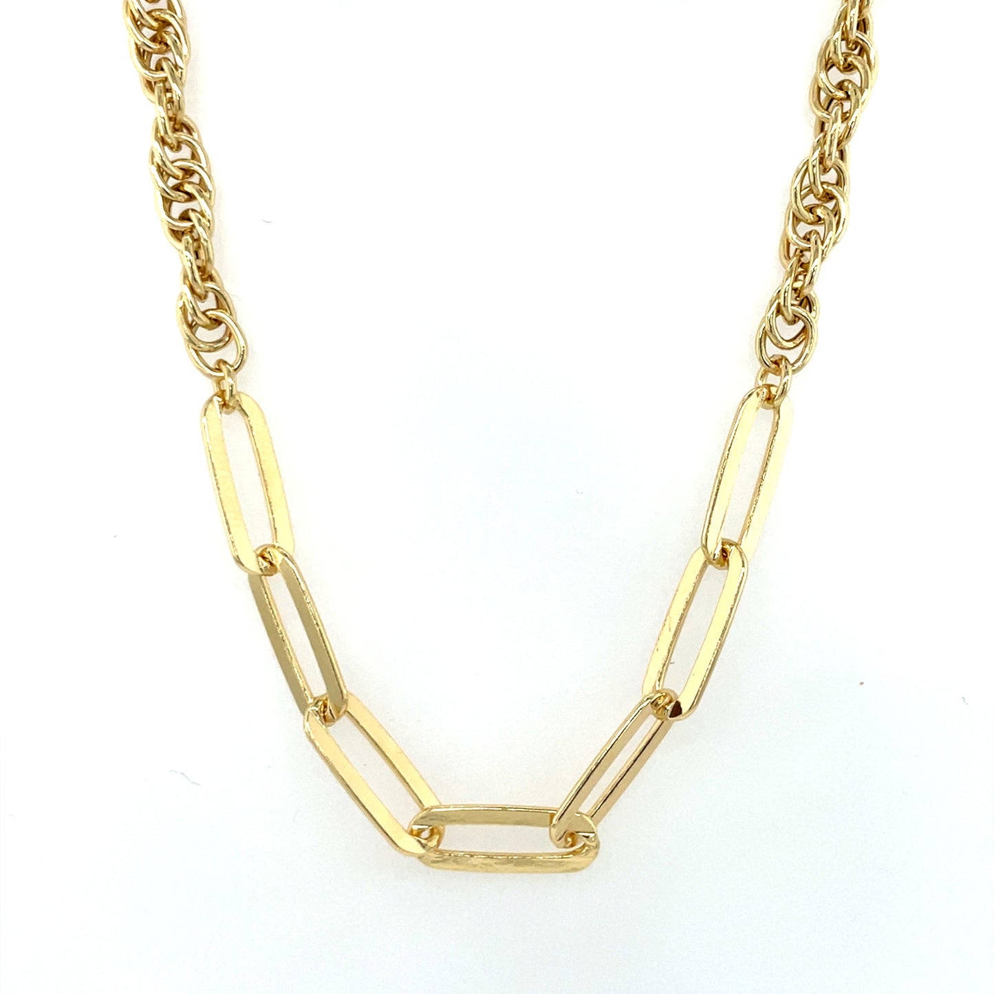 Silver Gold-plated Rope & Paperlink Necklet GL1600