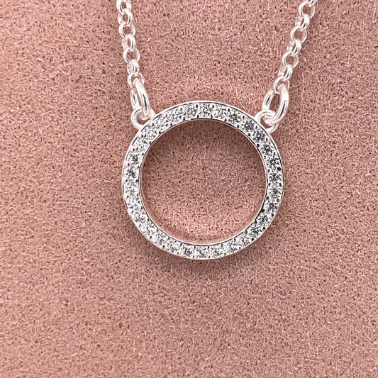 Sterling Silver CZ Eternal Circle Pendant GL1627