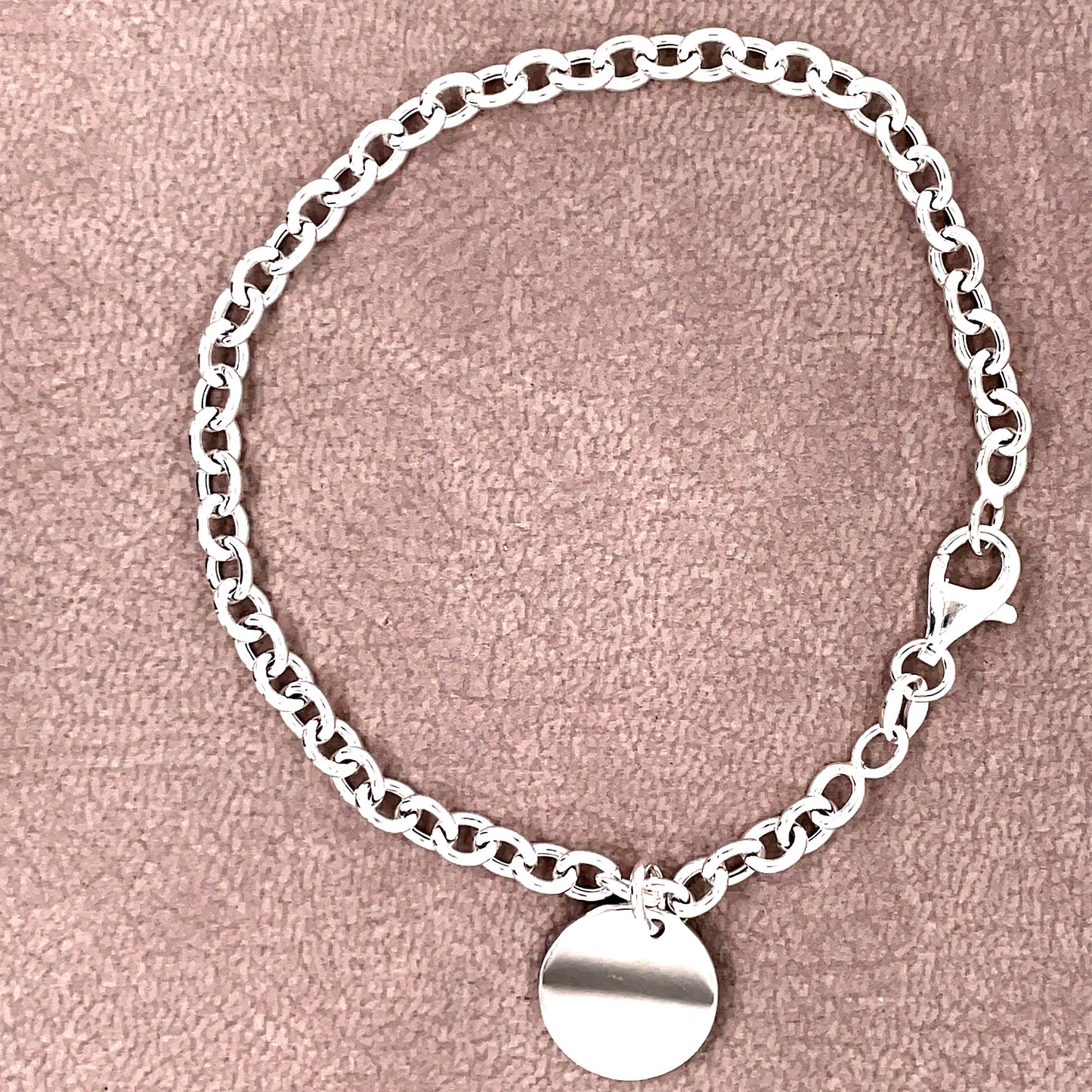 Sterling Silver Engravable Disc Belcher Bracelet GL1632