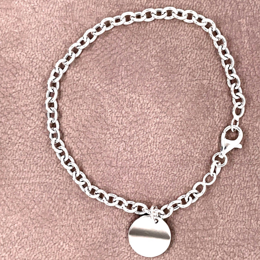 Sterling Silver Engravable Disc Belcher Bracelet GL1632