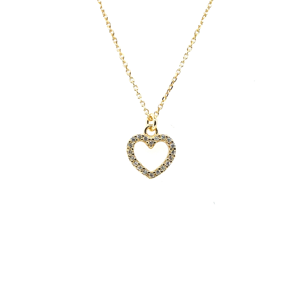 Gold-plated Silver CZ Heart Pendant GL1702