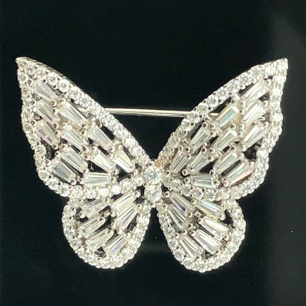 Sterling Silver CZ Butterfly Brooch GL1729