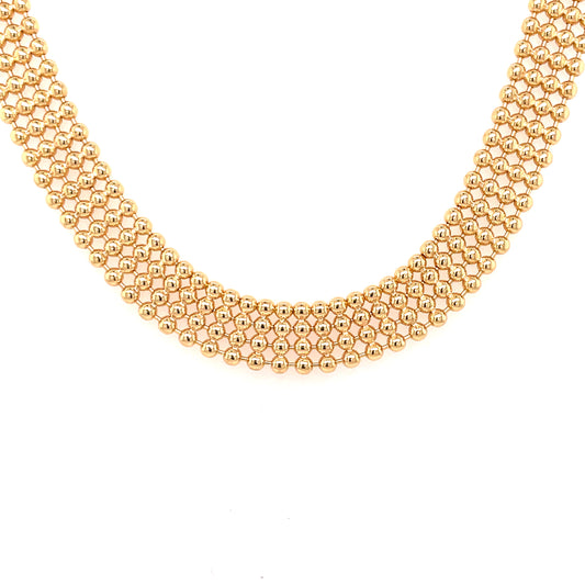 Silver Gold-plated 4-Row Bead Necklet GL1797