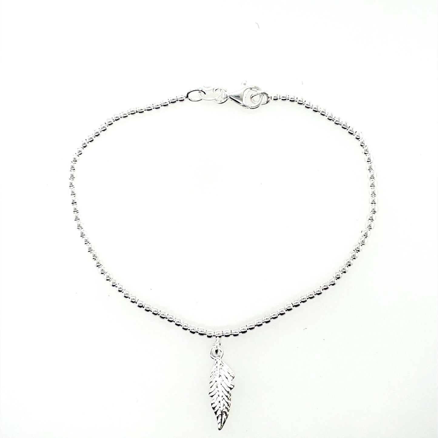 Sterling Silver Beaded Feather Bracelet GL1831