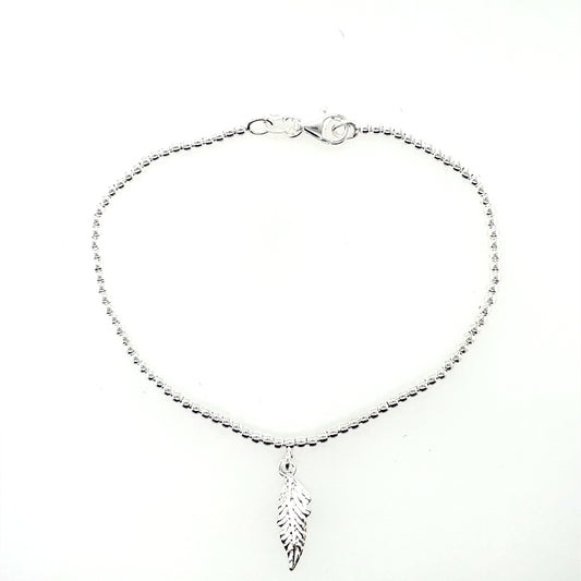 Sterling Silver Beaded Feather Bracelet GL1831