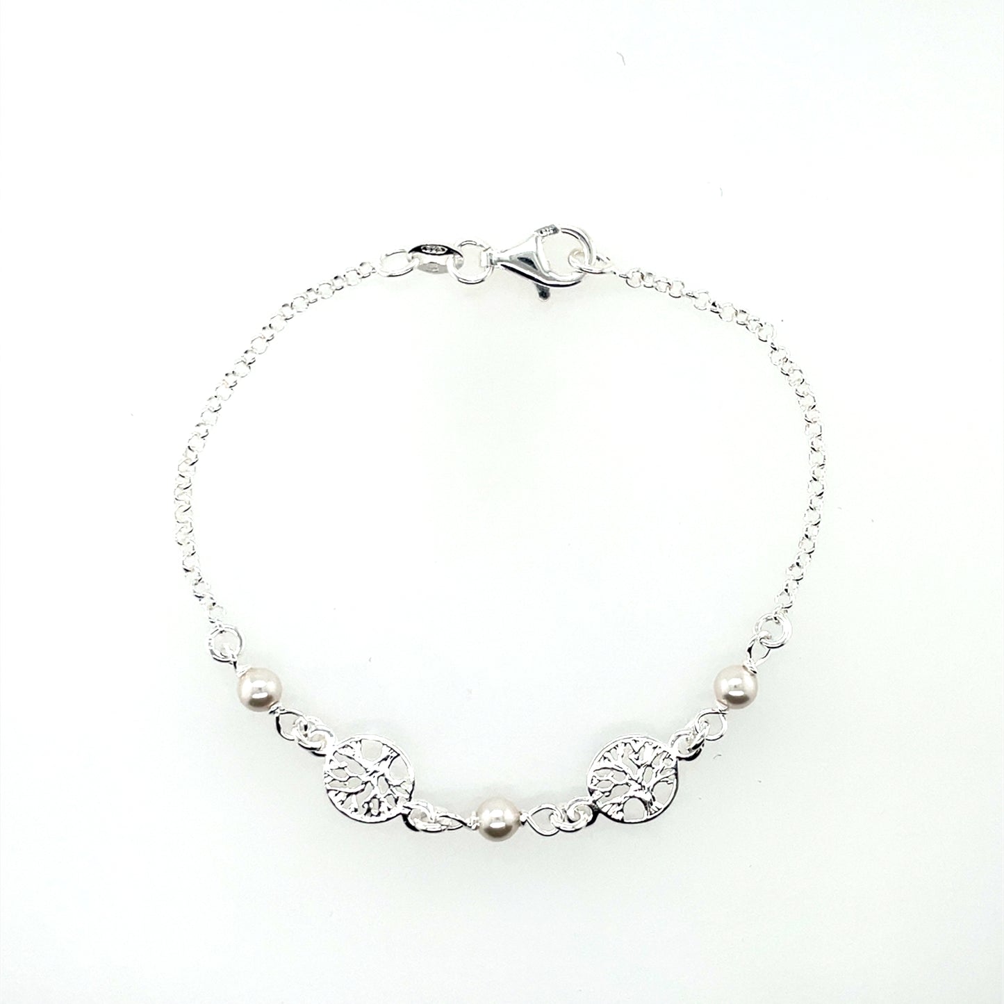 Silver Tree of Life & Pearl Bracelet GL1841