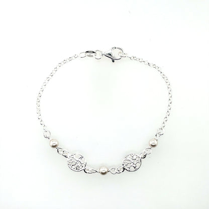 Silver Tree of Life & Pearl Bracelet GL1841