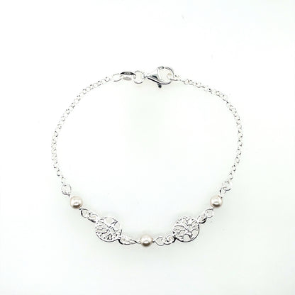 Silver Tree of Life & Pearl Bracelet GL1841