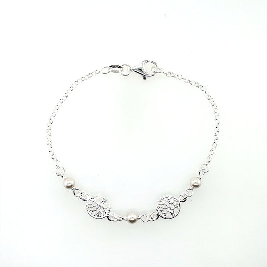 Silver Tree of Life & Pearl Bracelet GL1841
