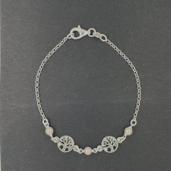 Silver Tree of Life & Pearl Bracelet GL1841