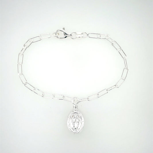 Silver Paperlink Bracelet with Miraculous Medal GL1843