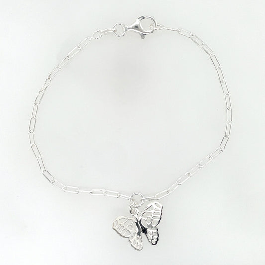 Silver Paperlink Bracelet with Butterfly Charm GL1844