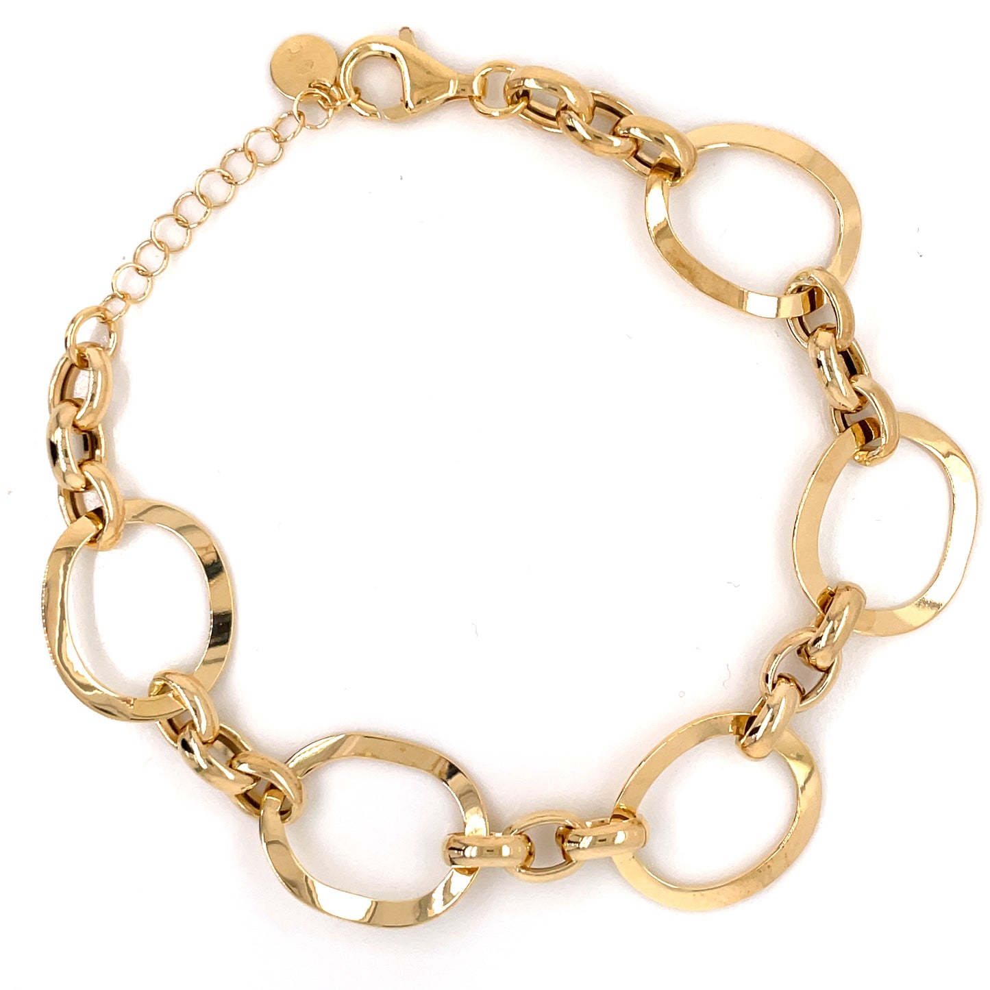 Silver Gold-plated Large Oval Wavy Link Bracelet GL1852