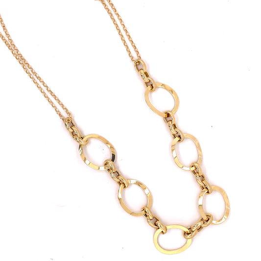 Silver Gold-plated Large Oval Wavy Link Necklet GL1855