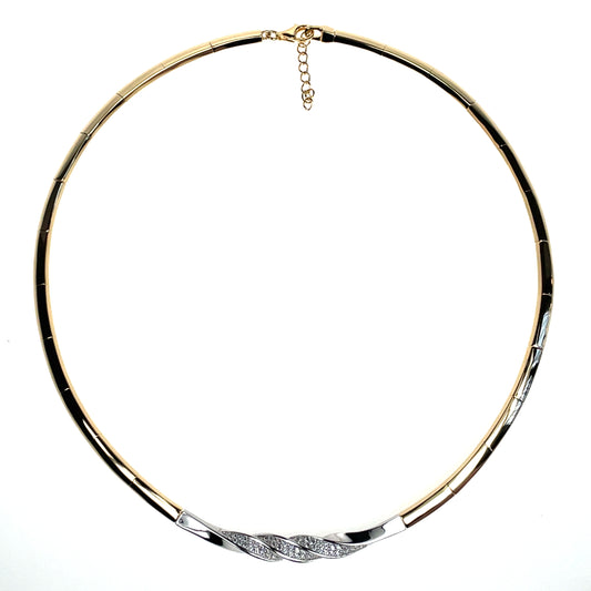 Sterling Silver Gold-plated CZ Twist Collarette GL1896