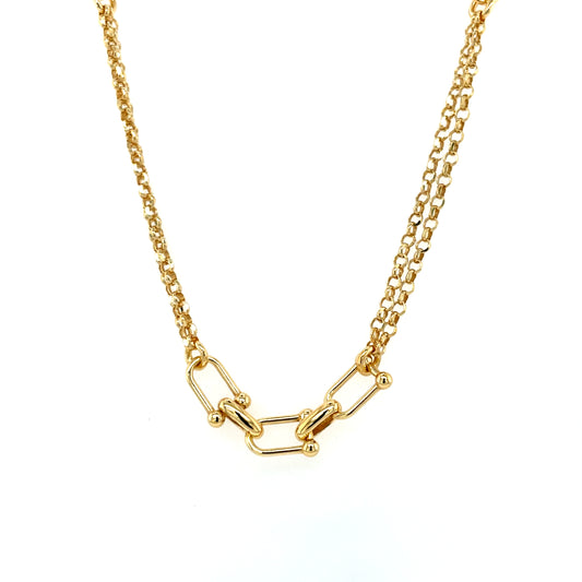 Silver Gold-plated Fancy Link Necklet GL1985