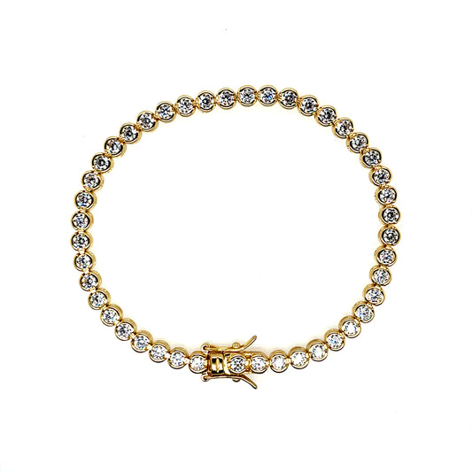 Sterling Silver Gold plated 3mm CZ Tennis Line Bracelet GL1999