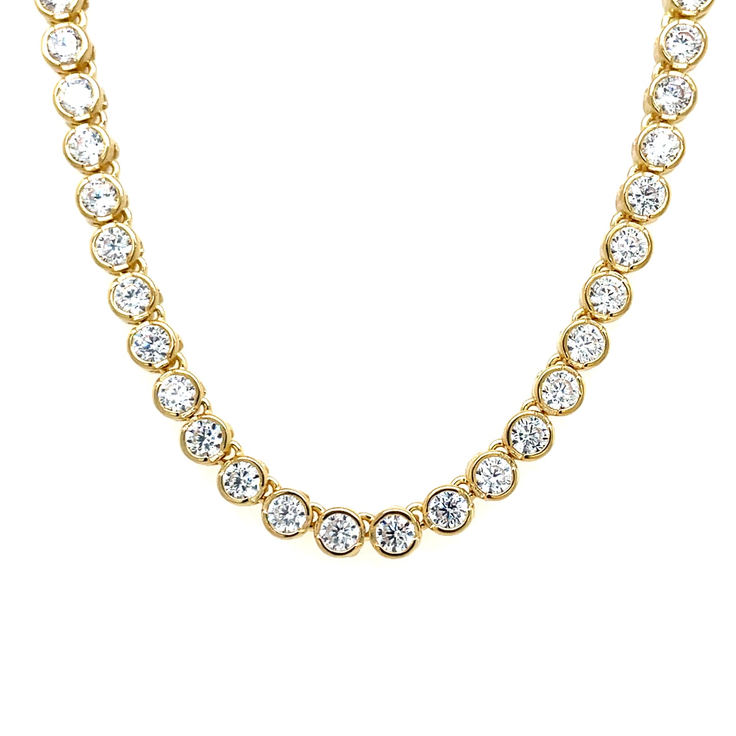 Sterling Silver Gold plated 3mm CZ Tennis Line Necklet GL2000