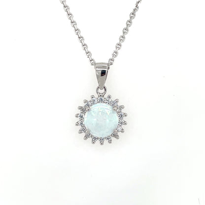 Sterling Silver Opal CZ Pendant & Earring Set GL2010