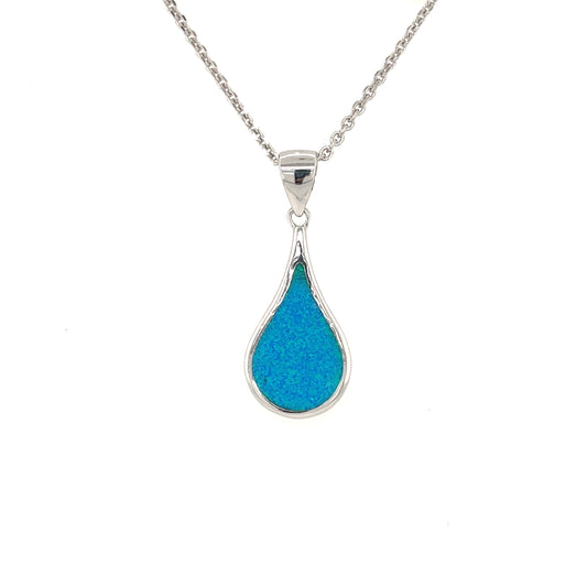 Sterling Silver Blue Opal Pendant & Earring Set GL2015