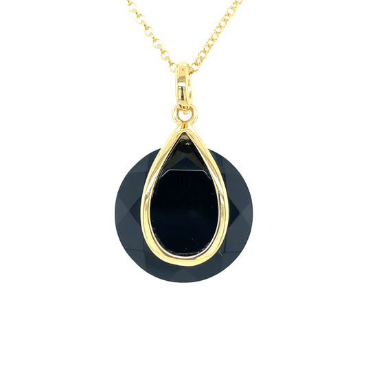 Silver Gold-plated Black Agate Pendant GL2020