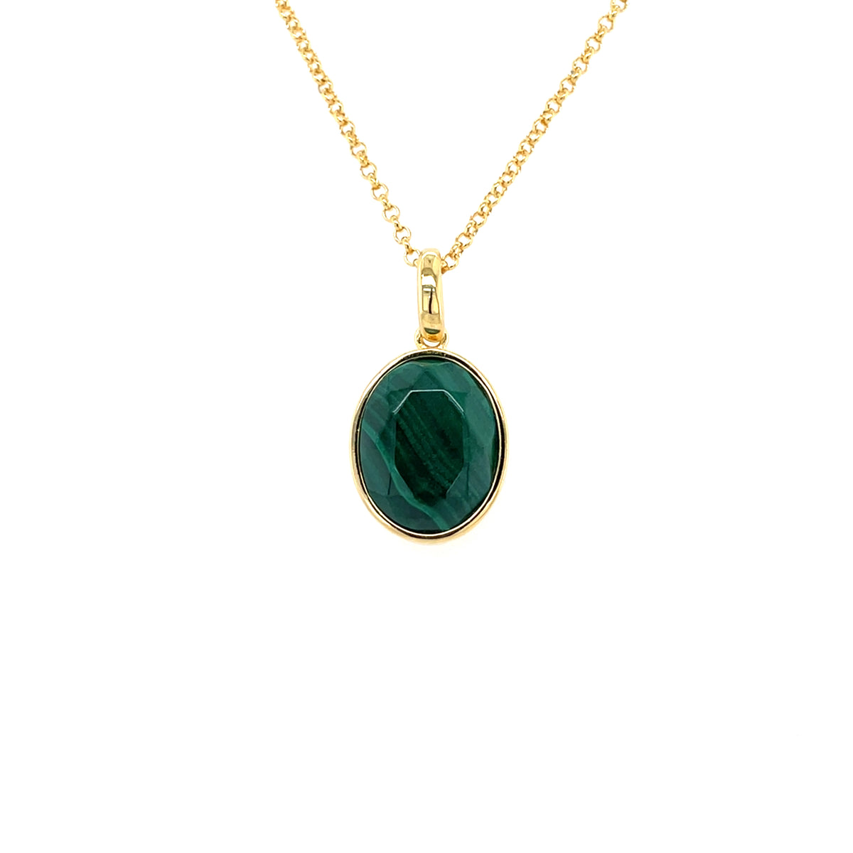 Gold Plated Silver Malachite Pendant GL2022