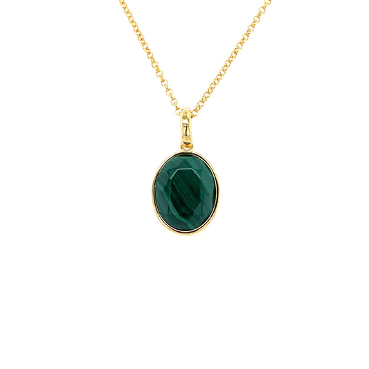 Gold Plated Silver Malachite Pendant GL2022